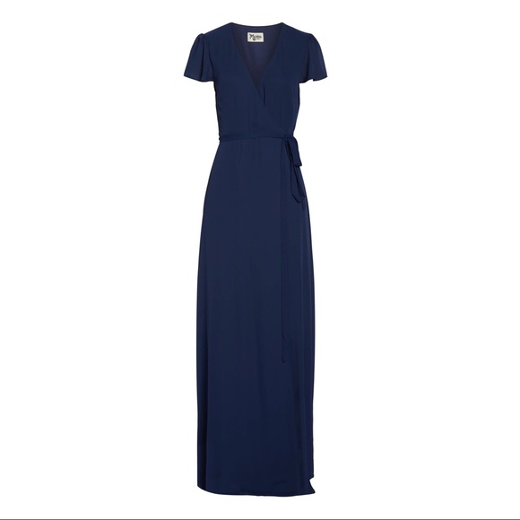 SHOW ME YOUR MUMU NAVY SHORT SLEEVE WRAP MAXI DRESS - Picture 9 of 9